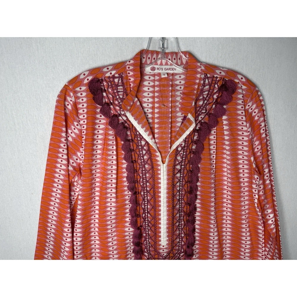 RO'S GARDEN Alessandra Maxi Caftan Colorful Tassels Anthropologie Size Small New - Picture 4 of 14